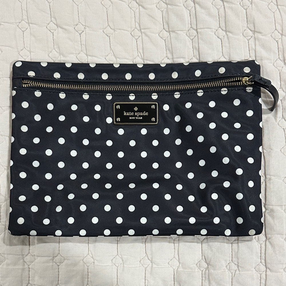 Kate Spade Navy and White Polka Dot Cosmetic Bag